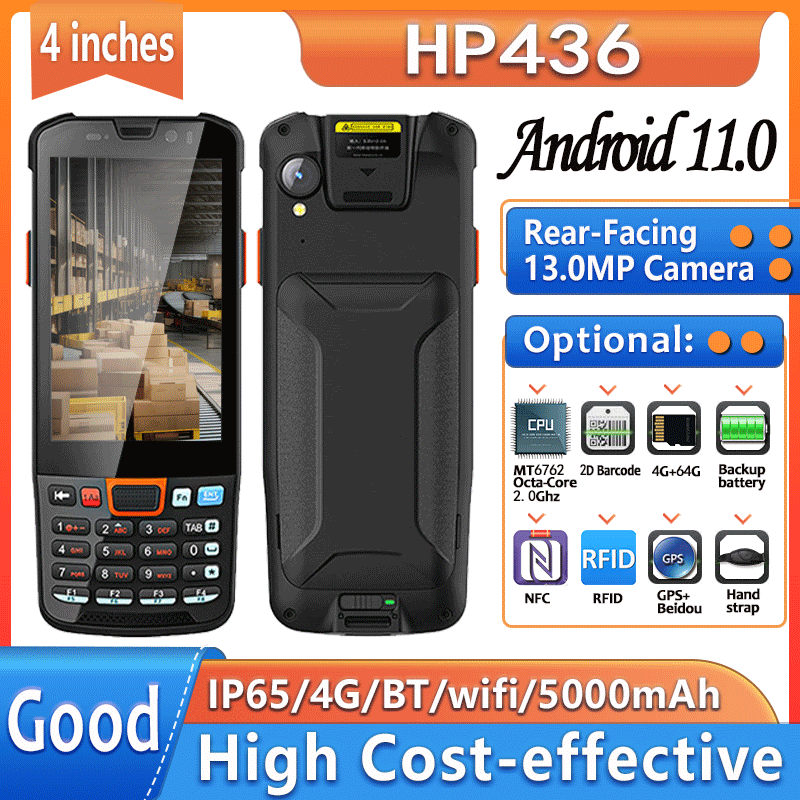 HiDON 4 Inch Android 11 3+32GB 4G LTE 13MP Dual-Band WIFI BT V5.0 Rugged Handheld Computer Mobile Industrial PDA NFC Mobile Data