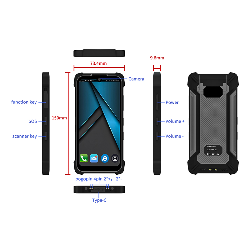 Cheapest 4G MTK6762 Octa-Core 2.0GHZ Android 11 4+64GB NFC 2D Barcode Scanning Waterproof IP68 Rugged PDAs  Handheld Terminal